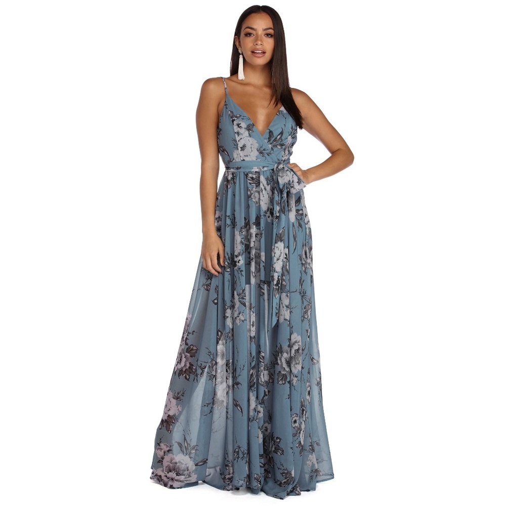 Windsor FLORAL CHIFFON WRAP DRESS